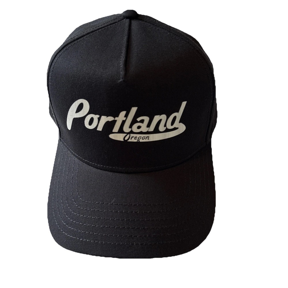 Portland Oregon‎ Hat AS Colour Frame Cap Black Cursive Script Snapback 5 Panel